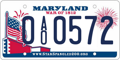 MD license plate 0AO0572