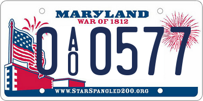 MD license plate 0AO0577