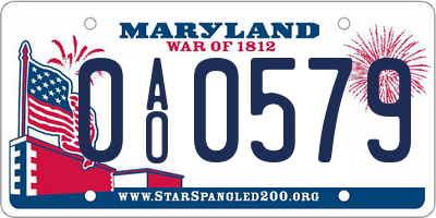 MD license plate 0AO0579