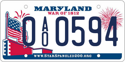 MD license plate 0AO0594