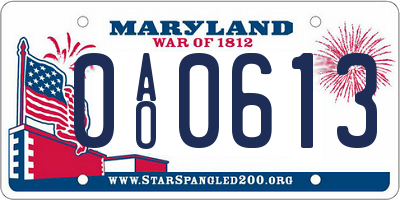 MD license plate 0AO0613