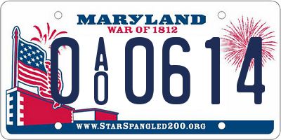 MD license plate 0AO0614
