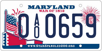 MD license plate 0AO0659