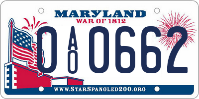 MD license plate 0AO0662