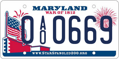 MD license plate 0AO0669