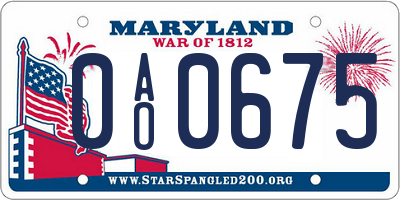 MD license plate 0AO0675