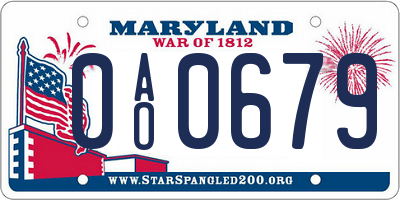 MD license plate 0AO0679