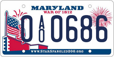 MD license plate 0AO0686