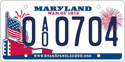 MD license plate 0AO0704