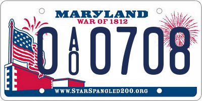 MD license plate 0AO0708