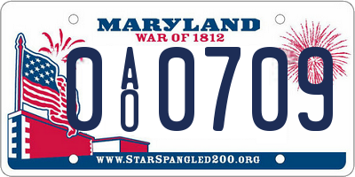 MD license plate 0AO0709