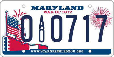MD license plate 0AO0717