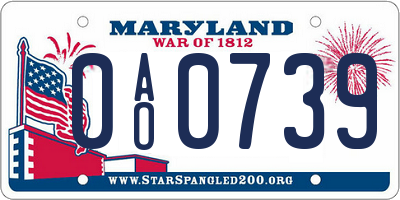 MD license plate 0AO0739