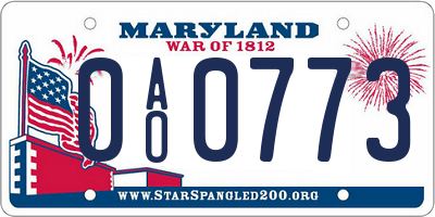 MD license plate 0AO0773