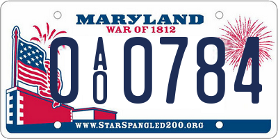 MD license plate 0AO0784