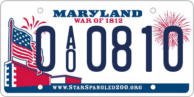 MD license plate 0AO0810