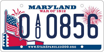 MD license plate 0AO0856
