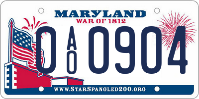 MD license plate 0AO0904