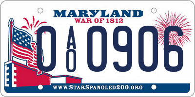 MD license plate 0AO0906