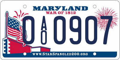 MD license plate 0AO0907