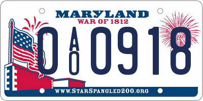MD license plate 0AO0918