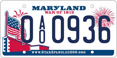 MD license plate 0AO0936