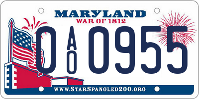MD license plate 0AO0955