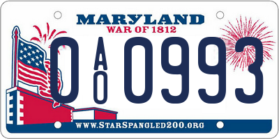 MD license plate 0AO0993