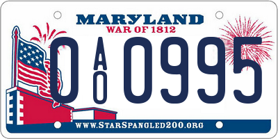 MD license plate 0AO0995
