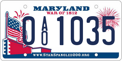 MD license plate 0AO1035