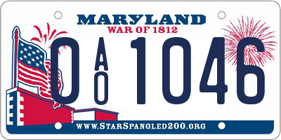 MD license plate 0AO1046