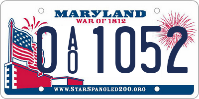MD license plate 0AO1052