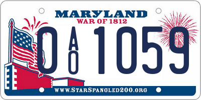 MD license plate 0AO1059