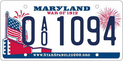 MD license plate 0AO1094
