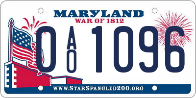 MD license plate 0AO1096