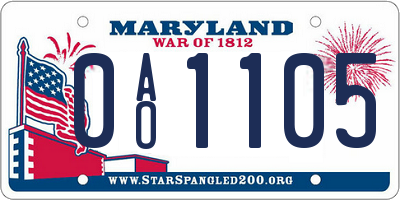 MD license plate 0AO1105