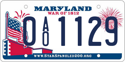 MD license plate 0AO1129