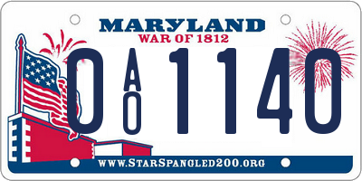 MD license plate 0AO1140
