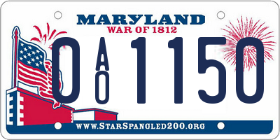 MD license plate 0AO1150