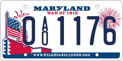 MD license plate 0AO1176