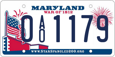 MD license plate 0AO1179