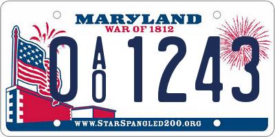 MD license plate 0AO1243