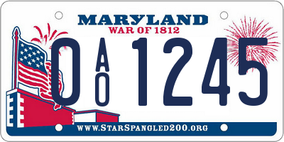 MD license plate 0AO1245