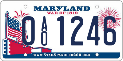 MD license plate 0AO1246