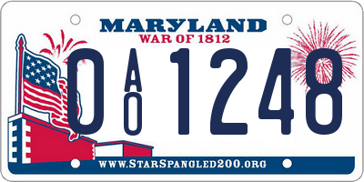 MD license plate 0AO1248