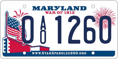 MD license plate 0AO1260
