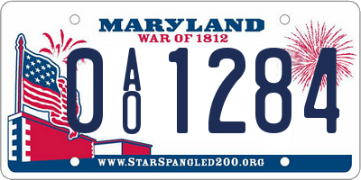 MD license plate 0AO1284