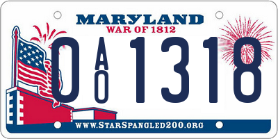 MD license plate 0AO1318