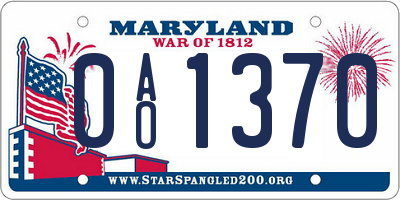 MD license plate 0AO1370