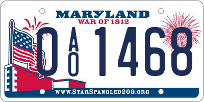 MD license plate 0AO1468